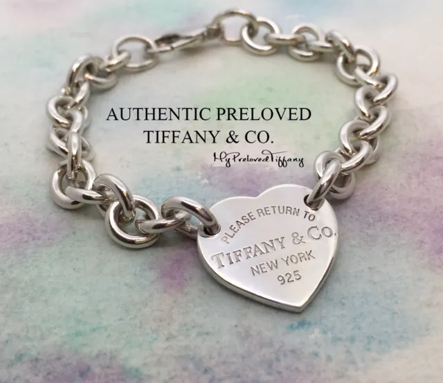 Authentic Tiffany & Co. Return To Center Medium Heart Link Bracelet 7.5”