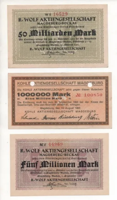 NOTGELD - MAGDEBURG - 3 different notes (M001 B) (GERM) M001 B