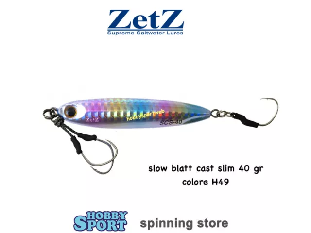 Zetz Slow Blatt Cast Slim 40 Gr Col H49 Rainbow  76 Mm Metal Jig  Slow Pitch