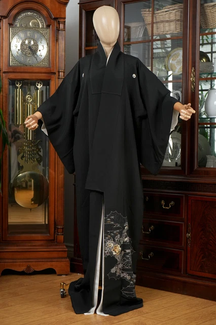 Dear Vanilla Japanese Silk Tomesode Kimono Women's Authentic Japan Vintage Mint