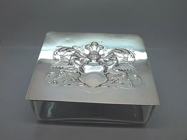 Superb Edwardian Glass & Silver Plate Table Cigar Box from the WMF Factory c1905