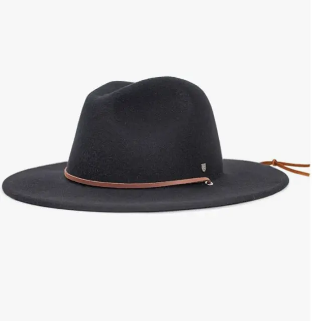 Brixton Men's Field Wide Brim Felt Fedora Hat Black Size XL