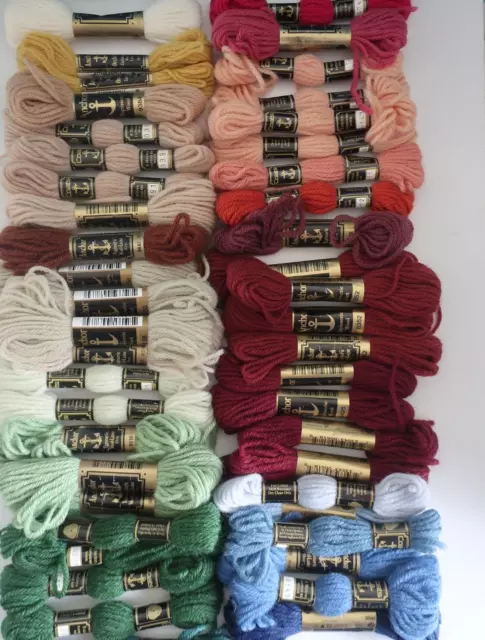 42 bulk lot ANCHOR COATS Tapestry Needlepoint wool SKEINS mixed colours