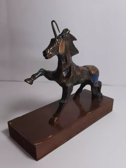 Scultura Vintage CASSINARI VETTOR Cavallo Unicorno Bronzo Smalti Statua Numerata 3