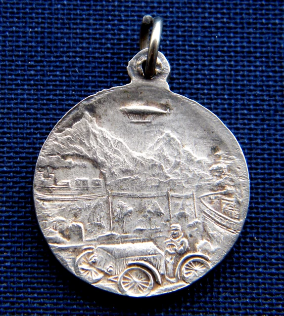Médaille Ancienne Art Déco Saint Christophe - Or Et Argent - Bijou Vintage (Avion/Voiture)