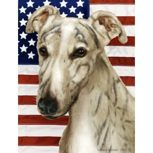 Patriotic (D2) Garden Flag - Grey Brindle Greyhound 320361
