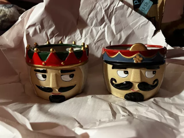set of two toy soldier/ nutcracker bowls