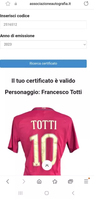 Maglia Shirt NIKE as Roma Derby SPQR Francesco Totti XL Signed WORN ISSUED COAR 2