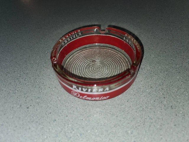 Vintage Riviera Lighthouse Delmonico Glass Red Ashtray Las Vegas Round PB75