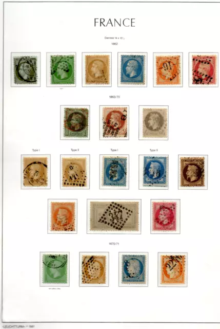 FRANCE ! PAGE LEUCHTTURM de Timbres anciens NAPOLEON et CERES de 1862 à 1871