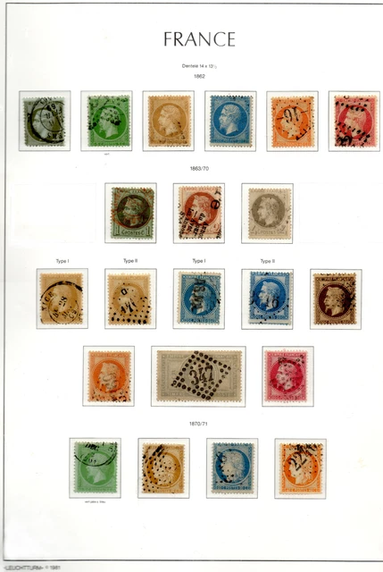 FRANCE ! PAGE LEUCHTTURM de Timbres anciens NAPOLEON et CERES de 1862 à