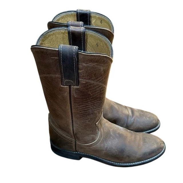 JUSTIN 3408 MEN'S Classic Roper Boot Bay Apache Brown Western Cowhide ...