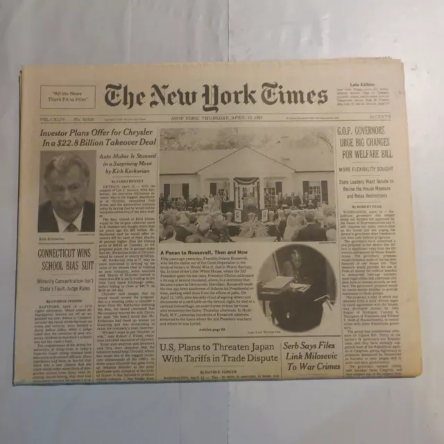 The New York Times 1995 April 13 Chrysler Takeover Milosevic War Crimes NT