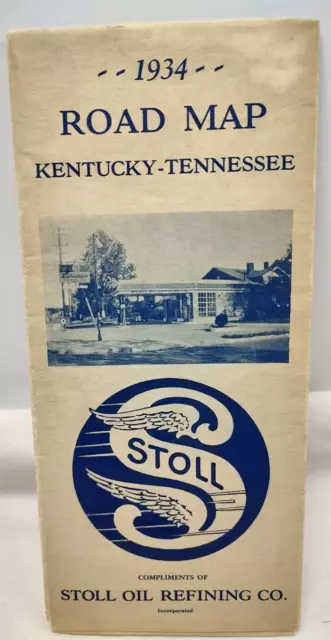 1934 Stoll Oil Refining Co. Kentucky and Tennessee Road Map