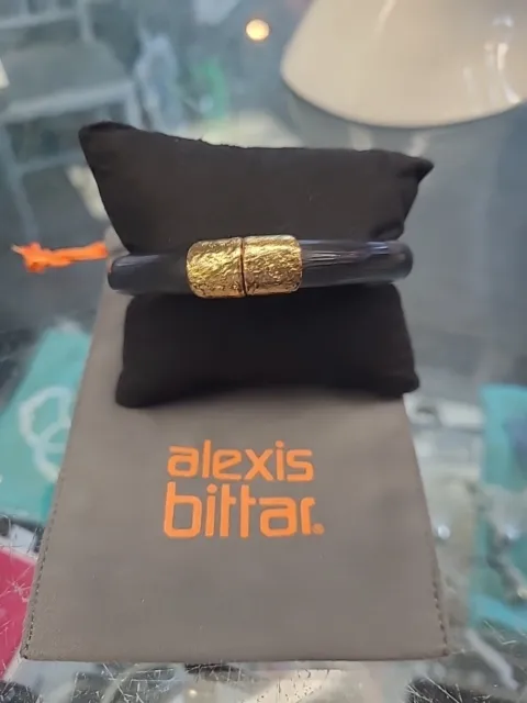 Alexis Bittar Gray/Gold Lucite Bangle Bracelet
