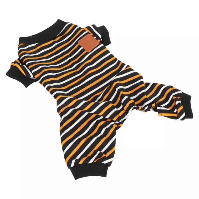 (S)4 Legged Dog Pajamas Yellow And White Stripes Dog Pajamas High Collar