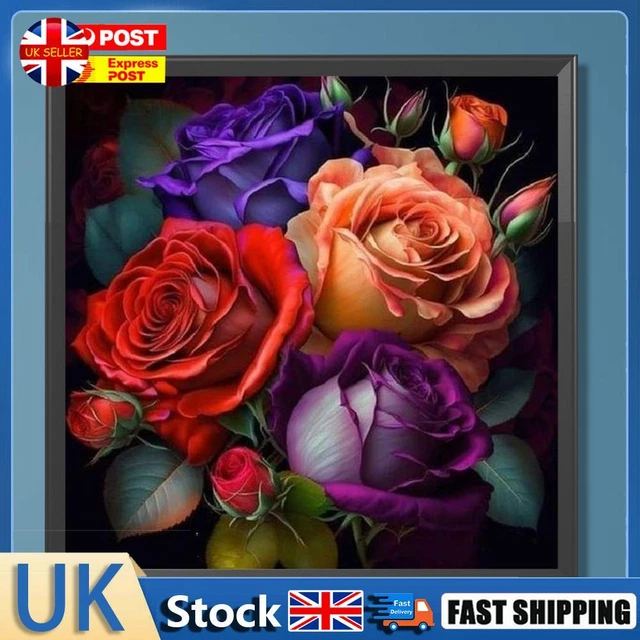 5D DIY Full Round Drill Diamond Painting Rose Kit Home Decor Art Craft 30x30cm H