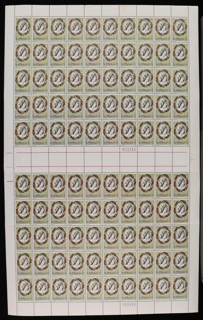 AUSTRALIA 1972 COUNTRY Women's 7c full sheet retouch variety MNH ...
