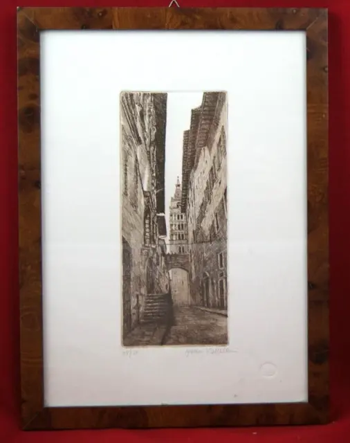 Acquaforte su Carta FIRENZE GIANNI RAFFAELLI "Scorcio di strada" Quadro Artista