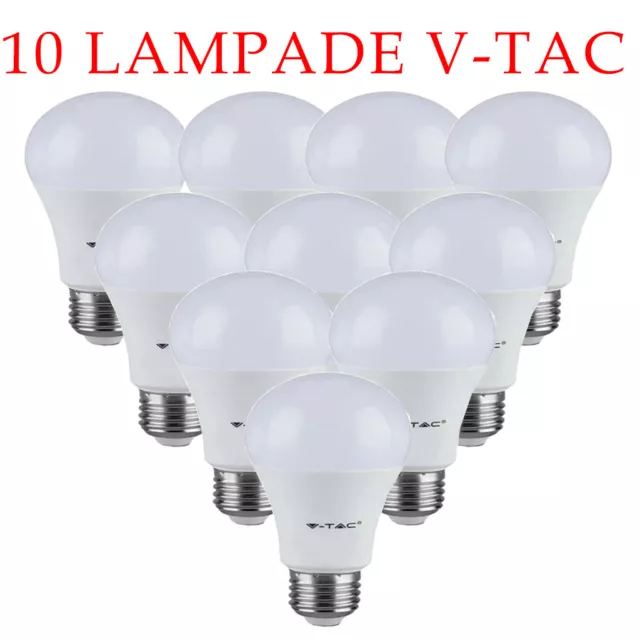 Kit 10 Lampadine led 8.5W Bulb A60 V-TAC attacco E27 Luce Naturale 4000K