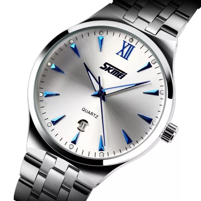 Fashion Men Lady Stainless Steel Waterproof Date Sport Analog Quartz Wrist Watch