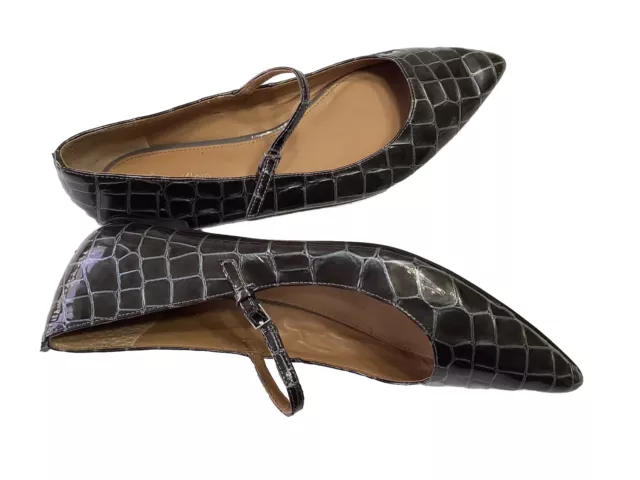 *Calvin Klein Gracy Flats  Sz 7.5 M  Shoes Mary Jane Patent Leather Gray 3