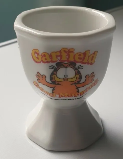 Garfield Cat Egg Cup Vintage 1978 ceramic - “Good Morning” official merchandise