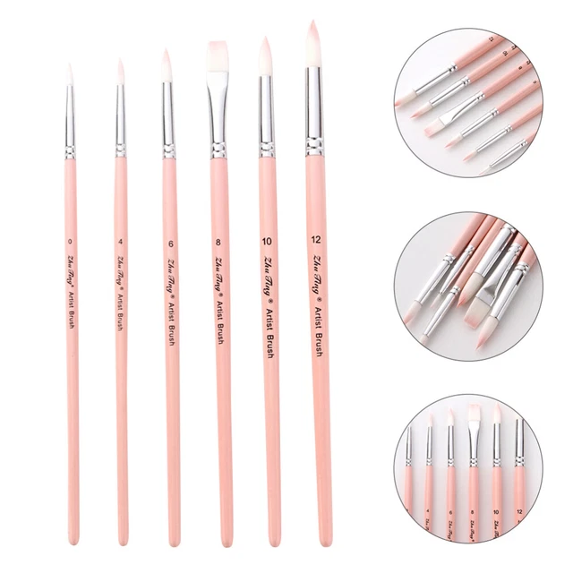 6 Pcs Oil Painting Brushes Nylon Hair Brush Watercolor Brush Pens Set Macaron