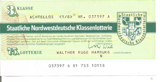 Los Nordwestdetusche Klassenlotterie-1985, 78. Lotterie, 3. Klasse