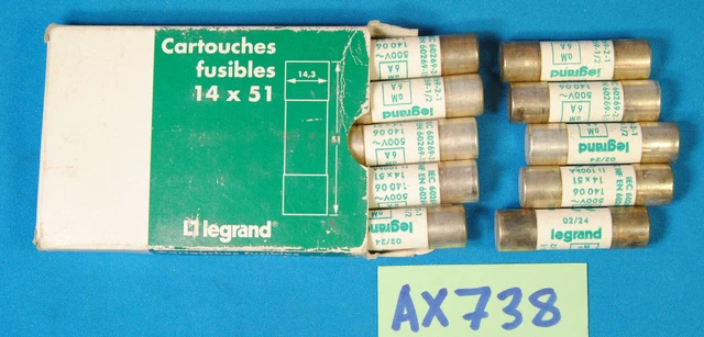 lot boite de 10 x cartouche fusible 14 x 51 LEGRAND 6A AM 14006 ( AX738 )