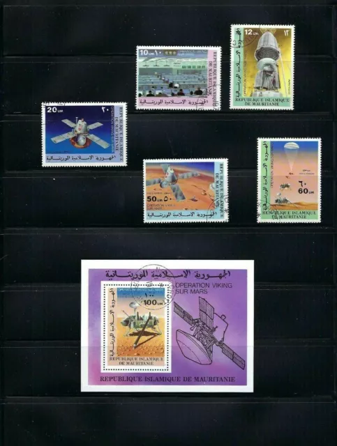 Mars- Viking-Apollo- Suyuz-   Space Of Mauritania   {5 +S/Sheet}