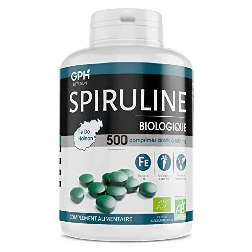 GPH DIFFUSION Spiruline Bio AB 500 MG - 500 comprimés - 500 Unité (Lot de 1)