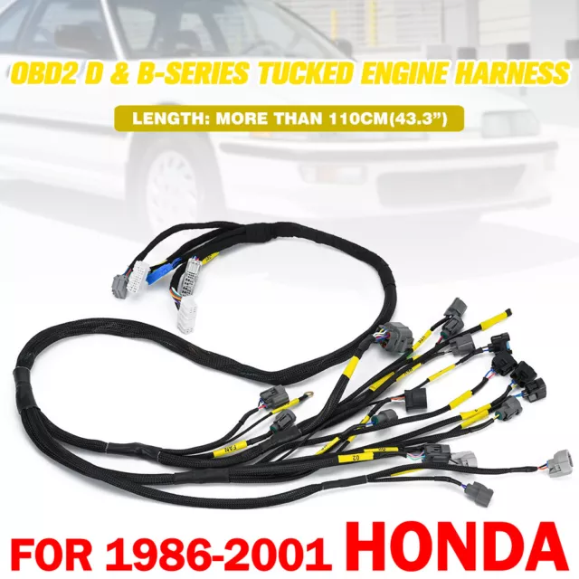 For Honda B16 B18 D16 OBD1 OBD2 D & B-series Tucked Engine Wire Harness