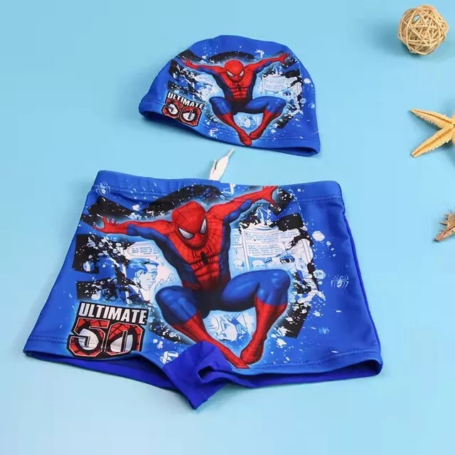 Costume Da Bagno Con Cuffia Per Bambini Spiderman Capitan America Mare Piscina 3