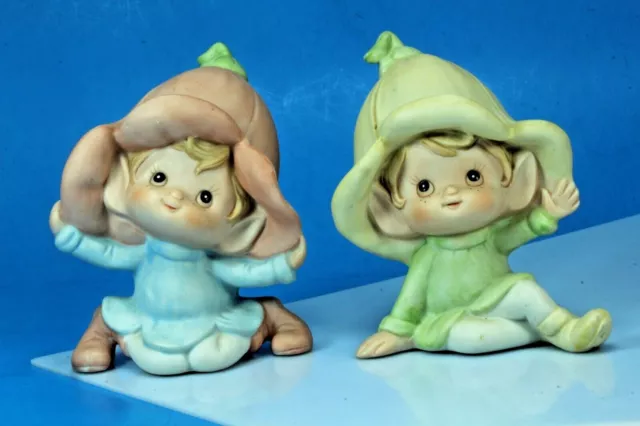 Vintage HOMCO Fairy Pixie Elves Figurines Set of 2, #5615.