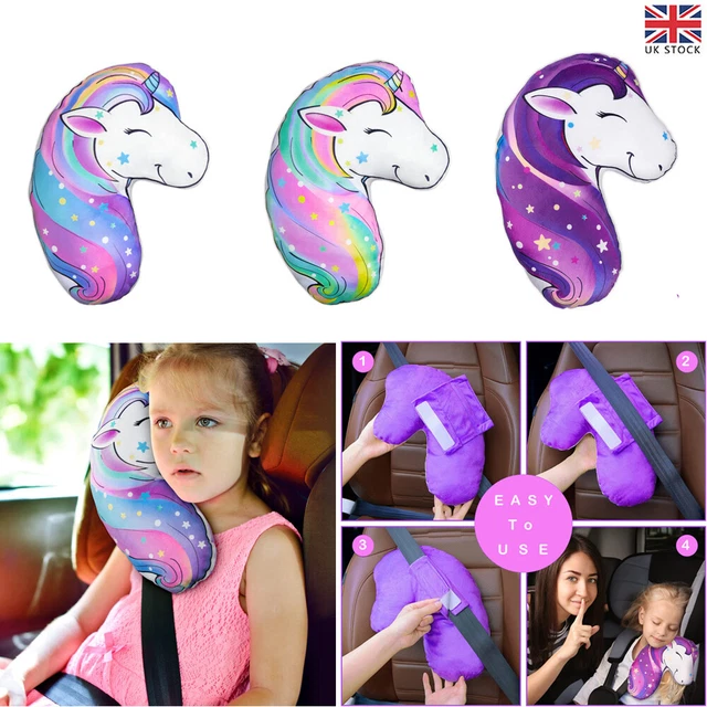 Unicorn Car Seat Belt Cushion Kids Travel Seat Strap Pad Neck Support Headrest