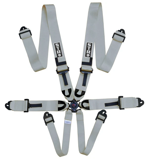 Silver 6-Point Race Harness FIA 8853-2016 2028 Safety Seat Belt IVA Safe - STR