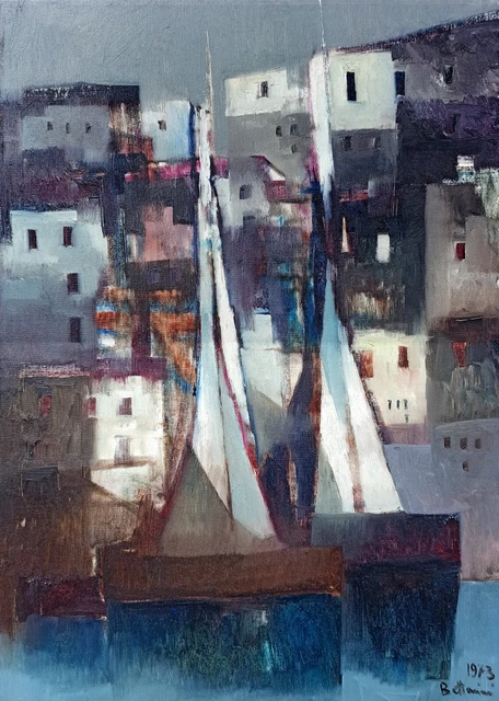 DIPINTO LIDO BETTARINI 1927 QUADRO ORIGINALE TELA 50x70 cm MARINA VELE ANNO 1973 DIPINTO LIDO BETTARINI 1927 QUADRO ORIGINALE TELA 50x70 cm MARINA VELE ANNO 1973