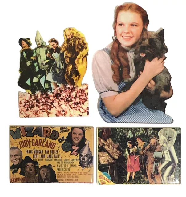 Lot of 4 Vintage 1990s Wizard of Oz Memorabilia Magnets 3 in to 4.5 in.