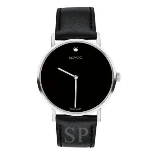 Movado Museum Classic Black Dial Leather Strap Men's Swiss Watch