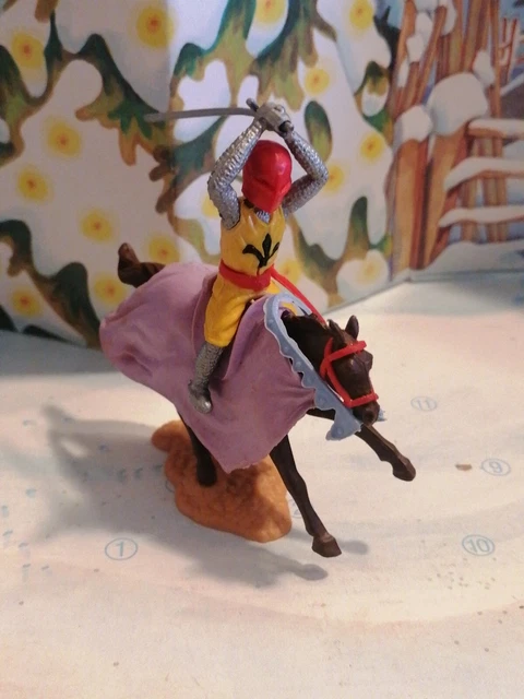 Jouet - FIGURINE TIMPO MOYEN AGE CAVALIER  chevalier  piéton casque rouge