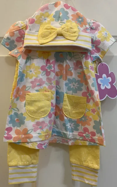 Baby Girl 3 Piece Set Floral Size 3-6 Months