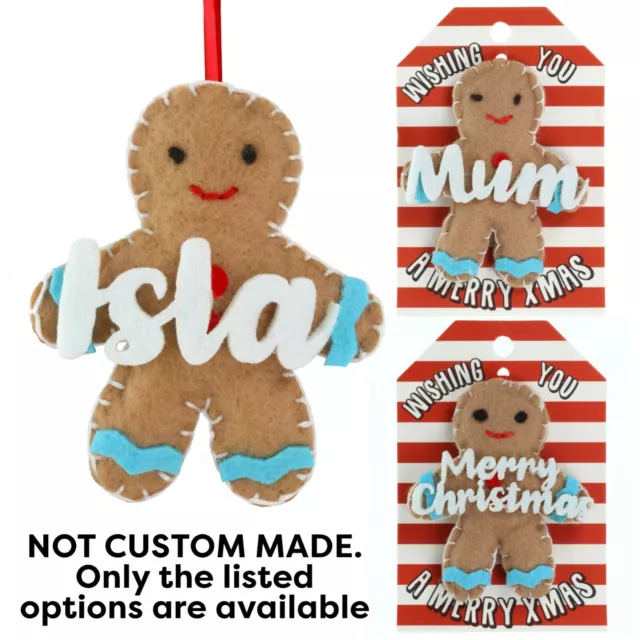 Personalised Gingerbread Man Christmas Tree Bauble Decoration Name Hanging Gift
