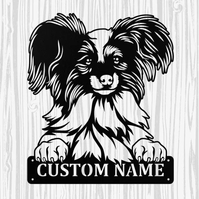 Personalized Papillon Metal Sign, Dog Owner Wall Art, Memorial Gift