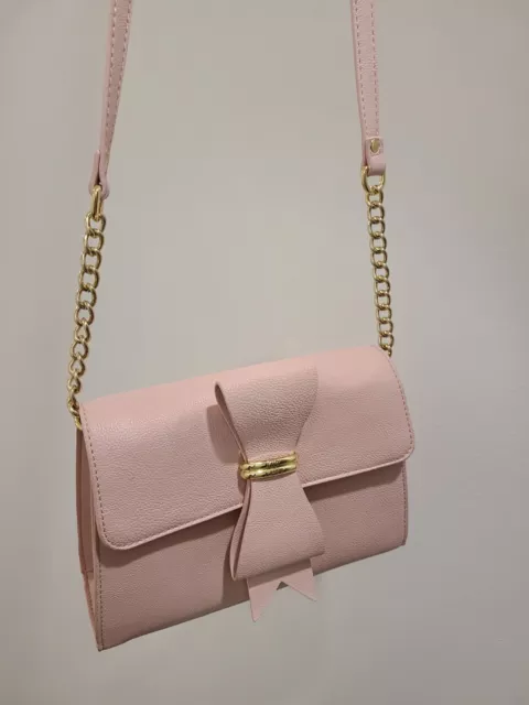 Betsey Johnson Faux Leather Crossbody Pink Bow Bag