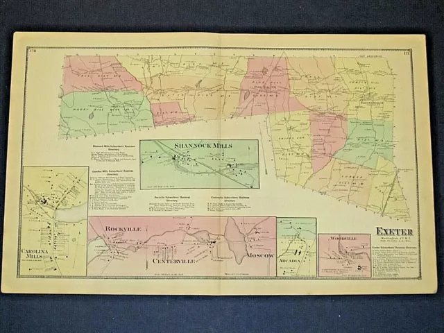 1870 Exeter, Ri. Map That Has Been Removed From The Beer's 1870 Atlas