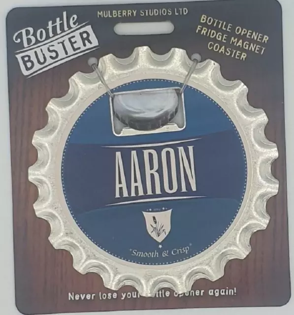 Bottle Buster 3 in 1 Bottle Opener, Coaster, Fridge Magnet: Aaron