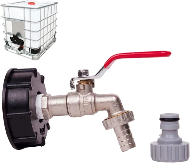 NINGYER Robinet Pour Cuve 1000L - Raccord 1/2 Pouce, Alliage Zinc Et Plastique | Adaptateur Pour Réservoir IBC, Arrosage Jardin