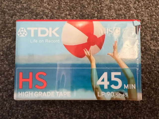TDK - HS - 45min LP:90 SP:45 - VHS C Pales-cam Blank Video Tape - Sealed -1 Only
