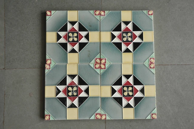 4 Pc Vintage Liberty Mark Floral & Checks Design Decorative Ceramic Tiles